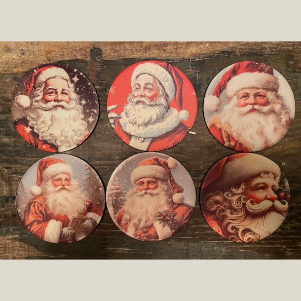 Coasters/Glasbrikke "Santa Claus" - St  6 stk