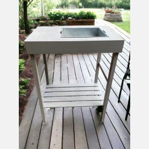 Plantebord i gr� med zink vask