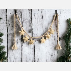 Guirlande med tr�perler og stjerne med tekst