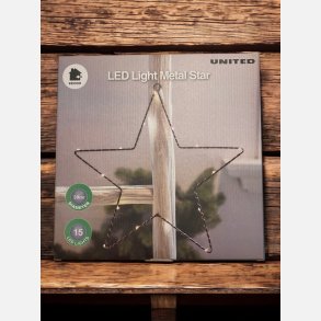 A.Metal stjerne i sort med 15 LED lys