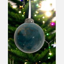 Julekugle "hvid/bl� m. landskab"