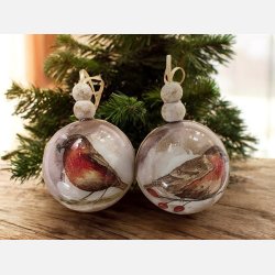 Julekugler "Fugle" - S�t � 2 stk.