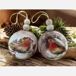 Julekugler "Fugle" - S�t � 2 stk.