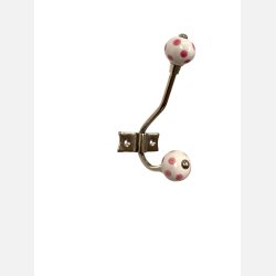 Dobbelt knage i hvid m. rosa prikker