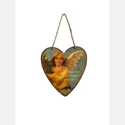 Metal hjerte-skilt "And they lived..."