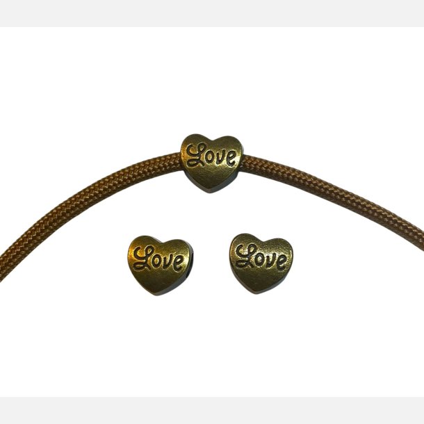 Hjerte med tekst "Love", Antique Brass