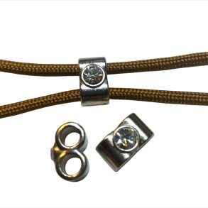 Dobbelt perle med rhinsten, S�lv