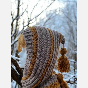 Hklet htte-trklde Stvet brun/Mustard