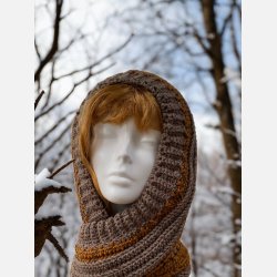 Hklet htte-trklde Stvet brun/Mustard