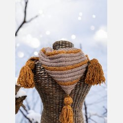 Hklet htte-trklde Stvet brun/Mustard