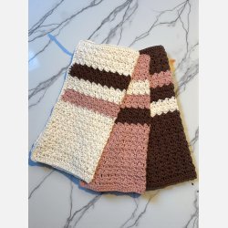 A.H�ndlavede Karklude/Vaskeklude 3-pak, Offwhite/Brun/Rosa