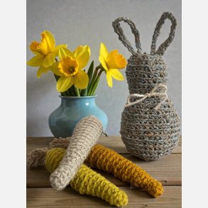 H�klet p�skehare, jute/lysebl� bomuld