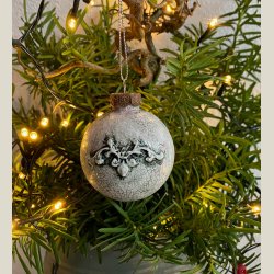 Julekugle "Hvid/gr�n"