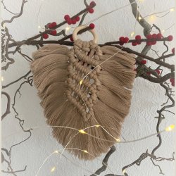 Macram� blad med bambusring m. tv�rstriber, flere farver