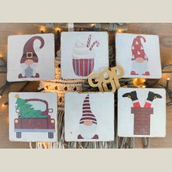 Coasters/Glasbrikker "Bare jul" - s�t � 6 stk