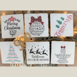 Coasters/Glasbrikker "Bare jul" - s�t � 6 stk