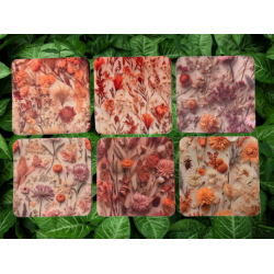 Coasters/Glasbrikker - 6 stk. "Wild flowers"