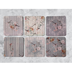 Coasters/Glasbrikker - 6 stk. - "Birds"