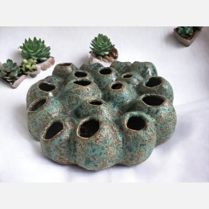 Retro koral vase i keramik - gr�n