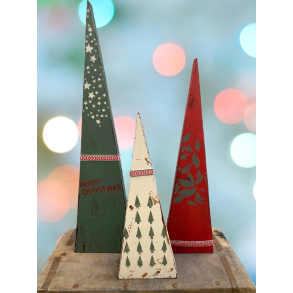 Juletrer - Grn/rd/offwhite - st  3 stk