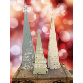 Juletrer - Bl/grn/offwhite st  3 stk